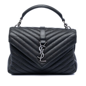 Pre-Loved Saint Laurent Medium Chevron Sheepskin Monogram College Satchel